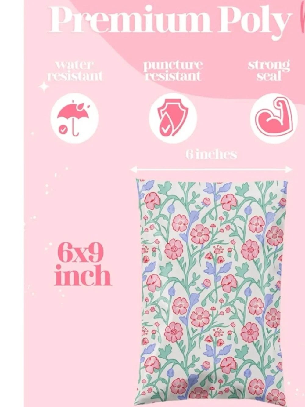 100 Polymailers 6” x 9” Bright Floral Spring Set Wallet Size